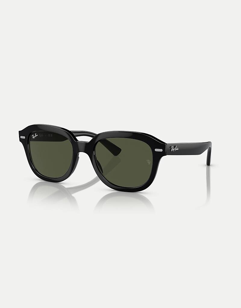 

Ray-Ban - Erik - Черные квадратные солнцезащитные очки с зелеными линзами