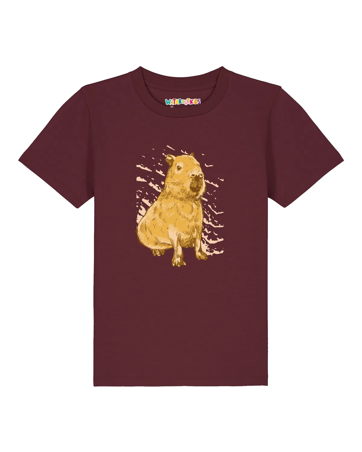 Футболка детская с капибарой Wat? Apparel, винно-красный — фото 2