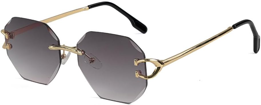 

Ретро-солнцезащитные очки без оправы для мужчин в стиле панк, с многоугольными градиентными линзами и металлическими дужками, для женщин, для путешествий, вечеринок и фестивалей, в качестве подарка WNCKSQ, C03 Gray