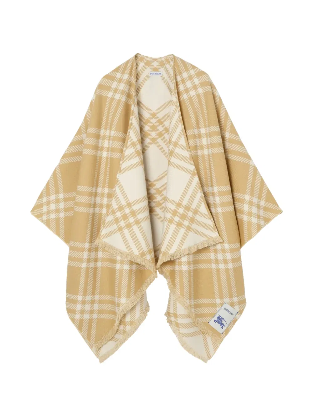Клетчатая шерстяная шелково-кашемировая накидка Burberry, нейтральный