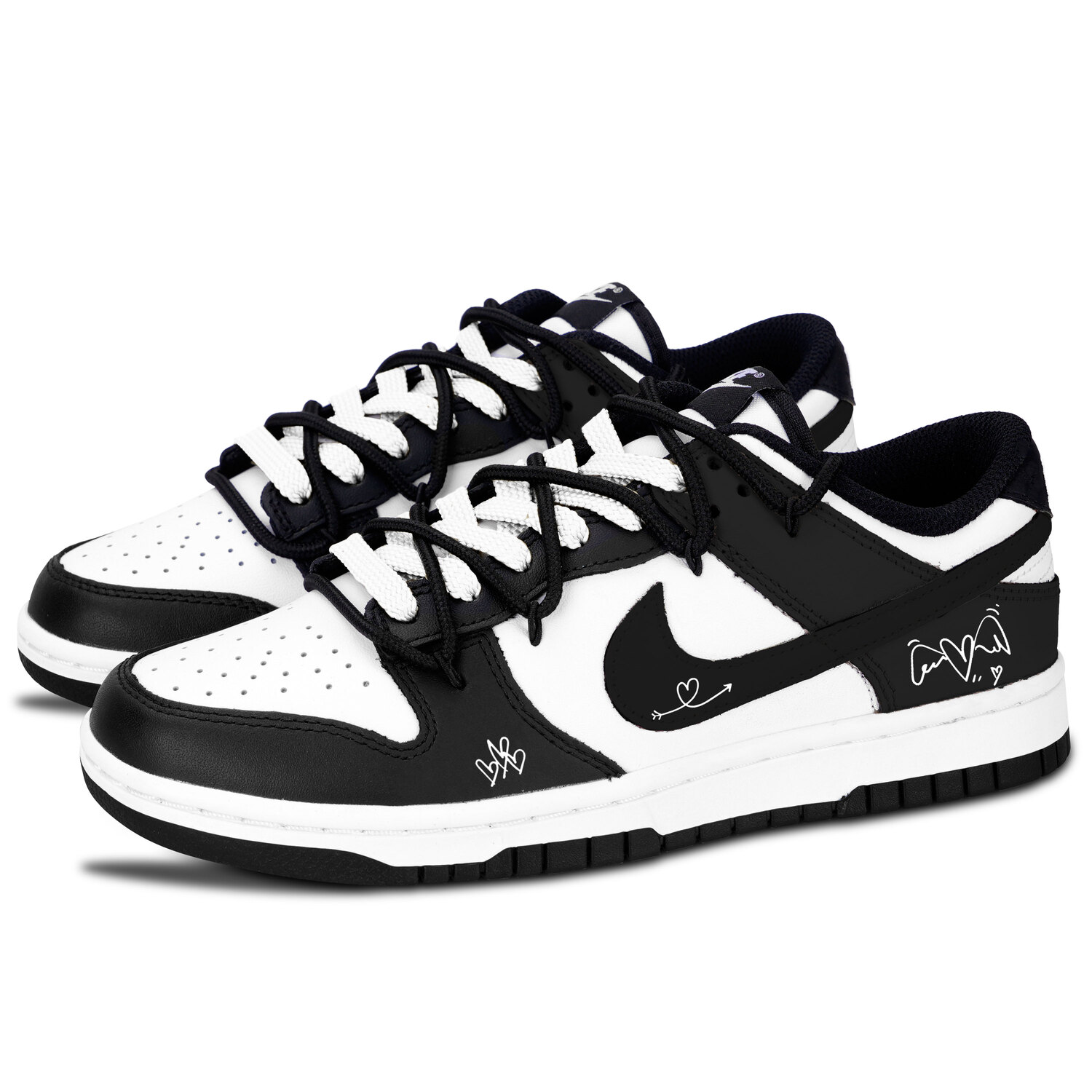 Nike Детские низкие скейтбордистские кроссовки Dunk Heart Trace Mark с противоскользящей подошвой и легкой амортизацией, черные, унисекс — фото 4