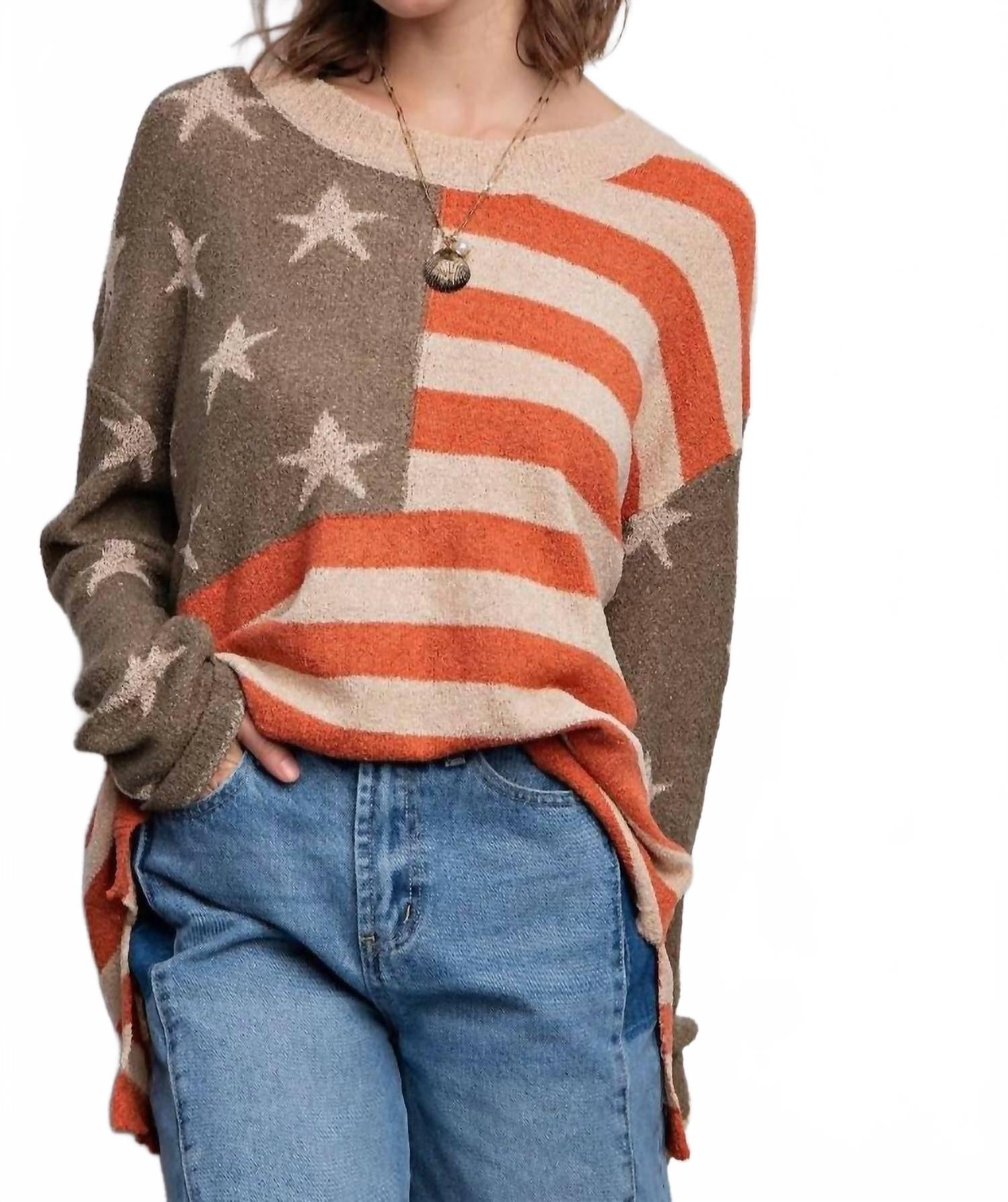 

Свитер с американским флагом Mocha Star Easel