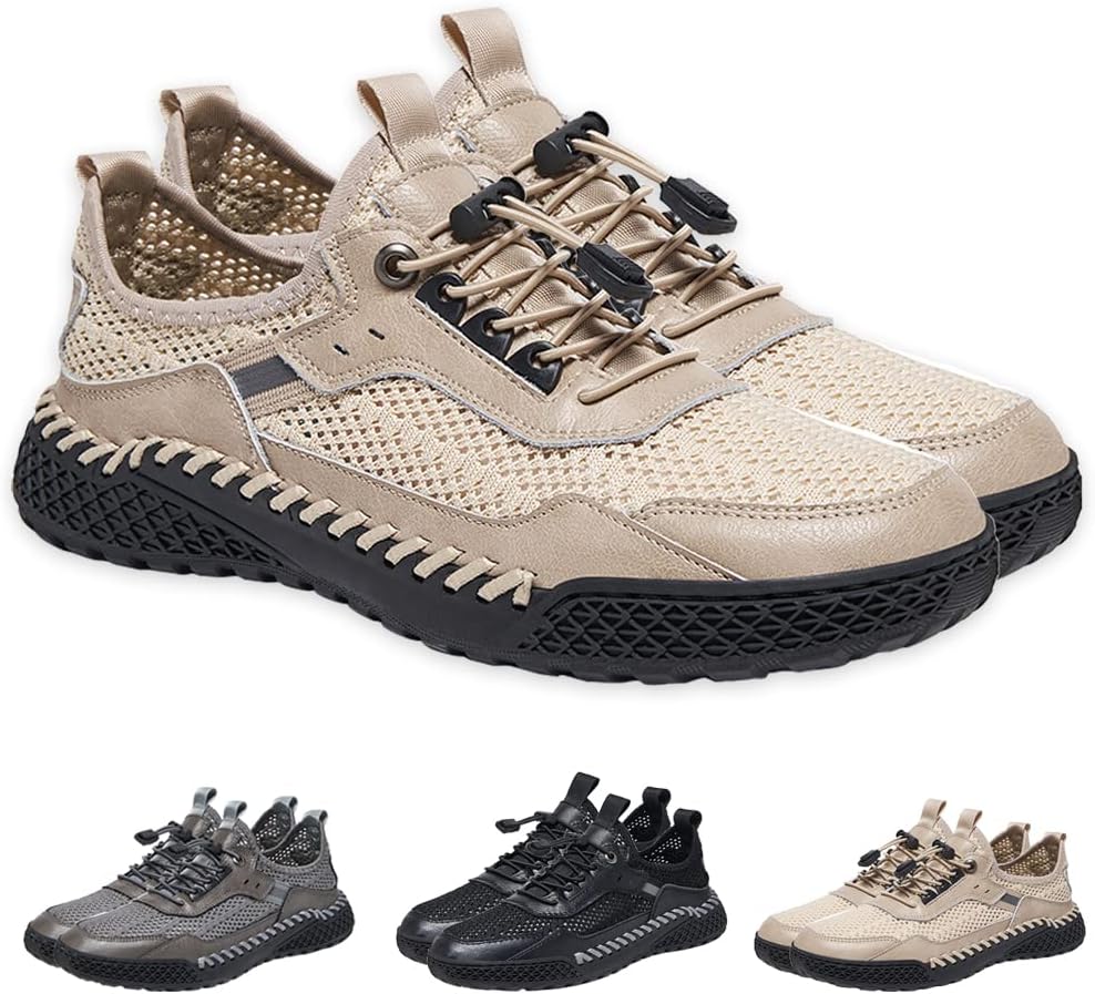 

Мужские повседневные сандалии для спорта и активного отдыха на улице, с эластичной сетчатой верхней частью, дышащие и легкие, для ходьбы Generic, бежевый