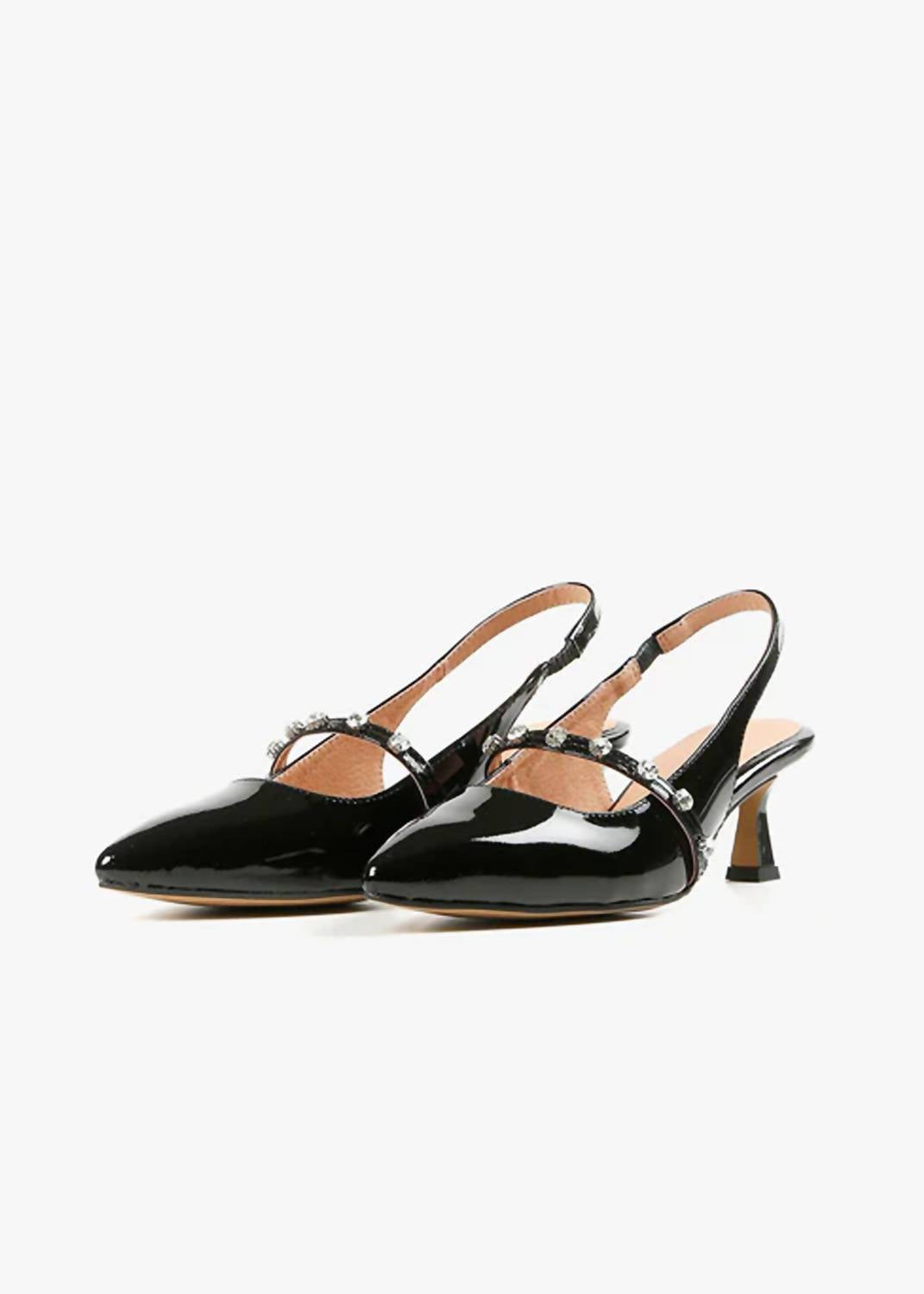 Женские черные лаковые туфли Tiffany Princess на шпильке с ремешком на пятке ALL BLACK — фото 4