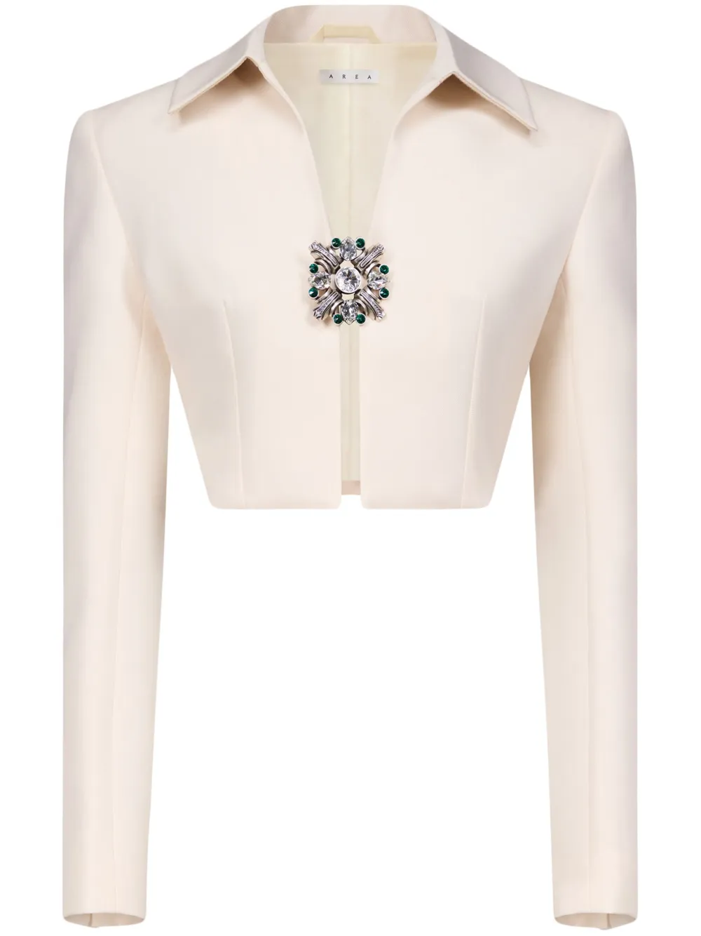 

Укороченный жакет с брошью из кристаллов AREA, белый