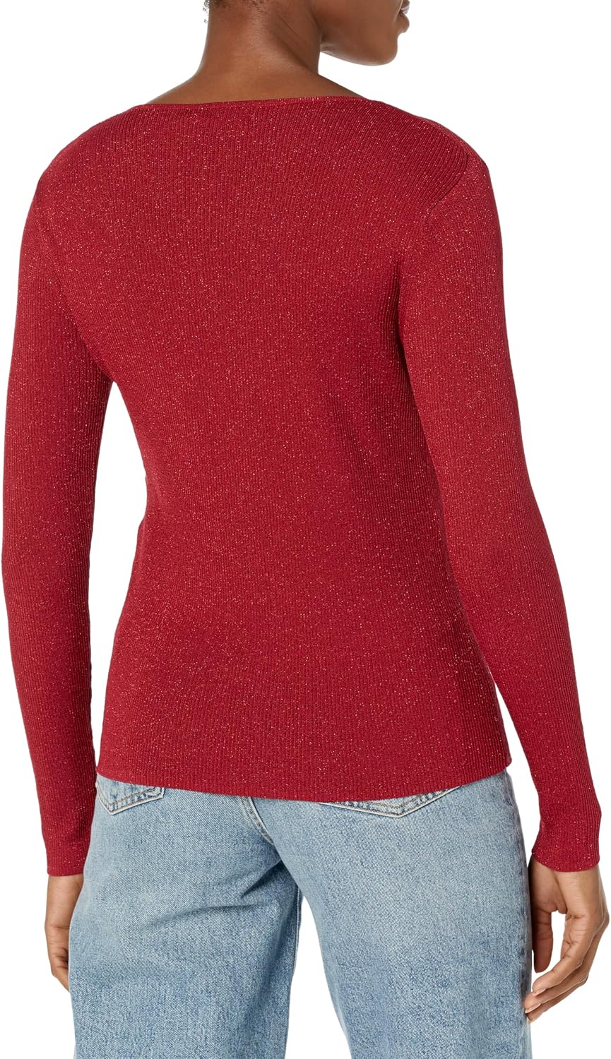 Женский свитер Calvin Klein с люрексом и перекрученным передом, Cranberry — фото 2