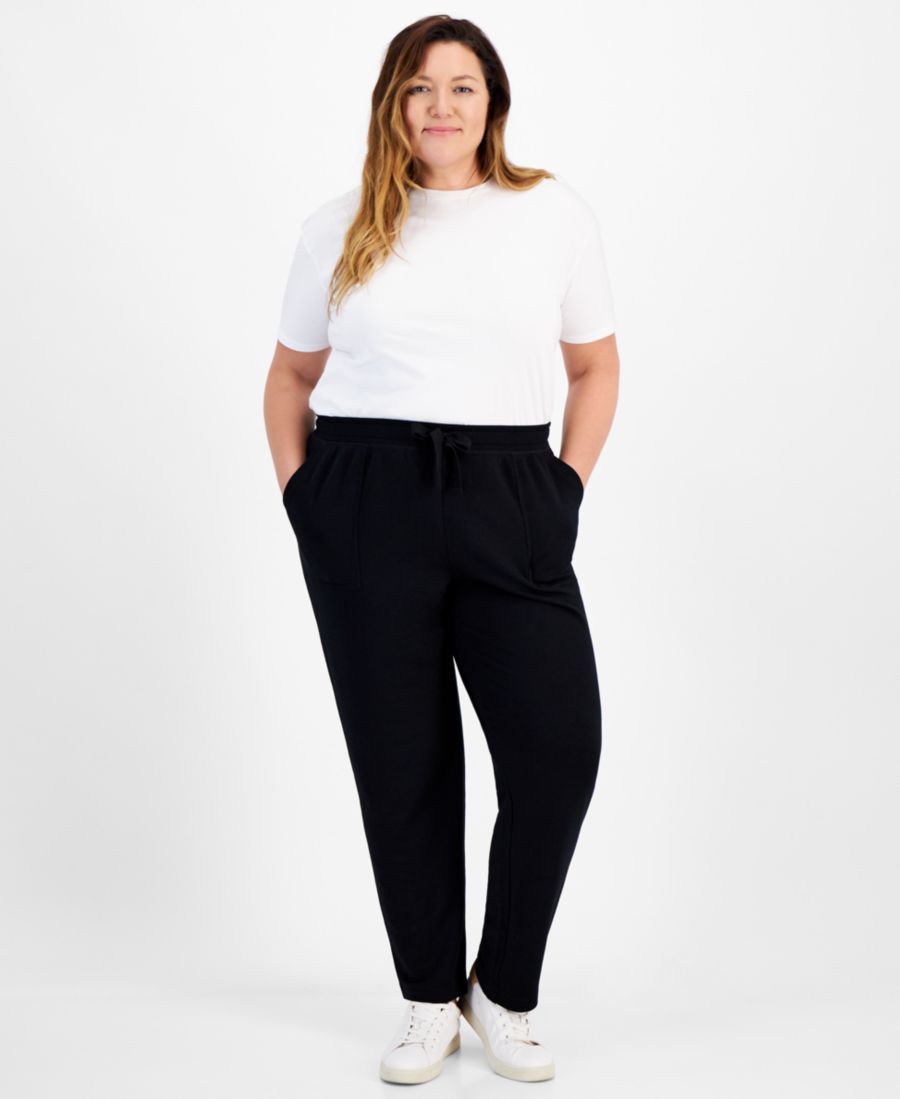 

Брюки из флиса Luxsoft большого размера на шнуровке Style & Co, Deep Black