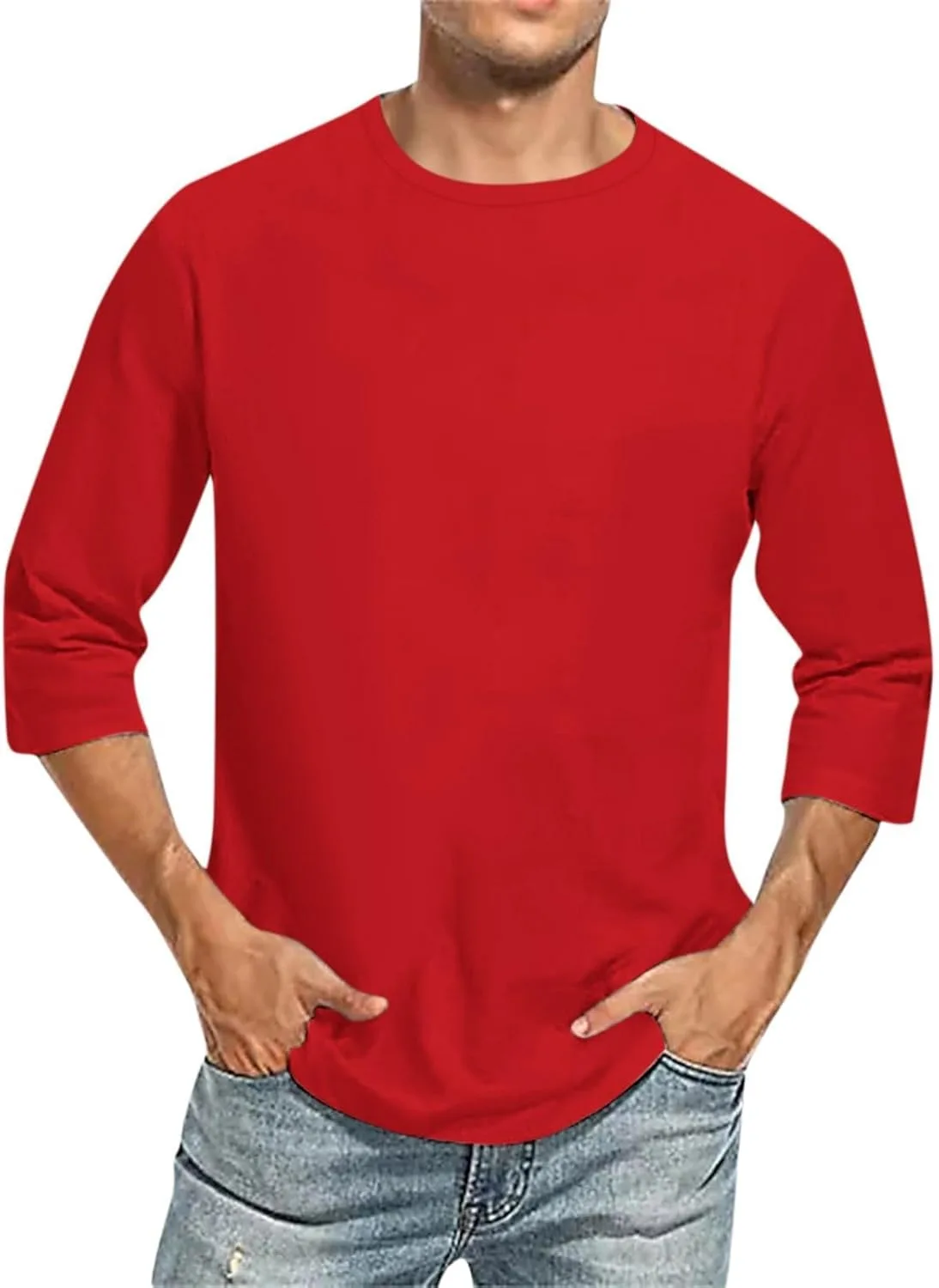 

Muscularfit Slim Fit рубашка для мужчин 3/4 рукава Crewneck летняя