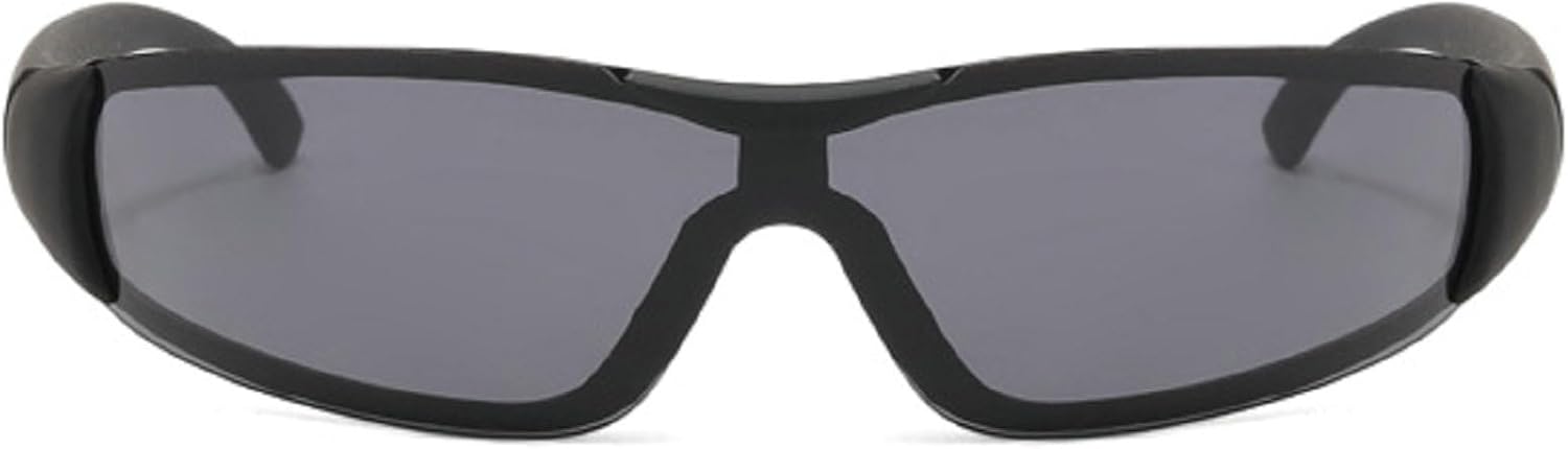 

Солнцезащитные очки в стиле Y2K с обтекаемой формой для женщин и мужчин, модные прямоугольные солнцезащитные очки с защитой от УФ-излучения, для занятий спортом на открытом воздухе и велоспортом mincl, Black