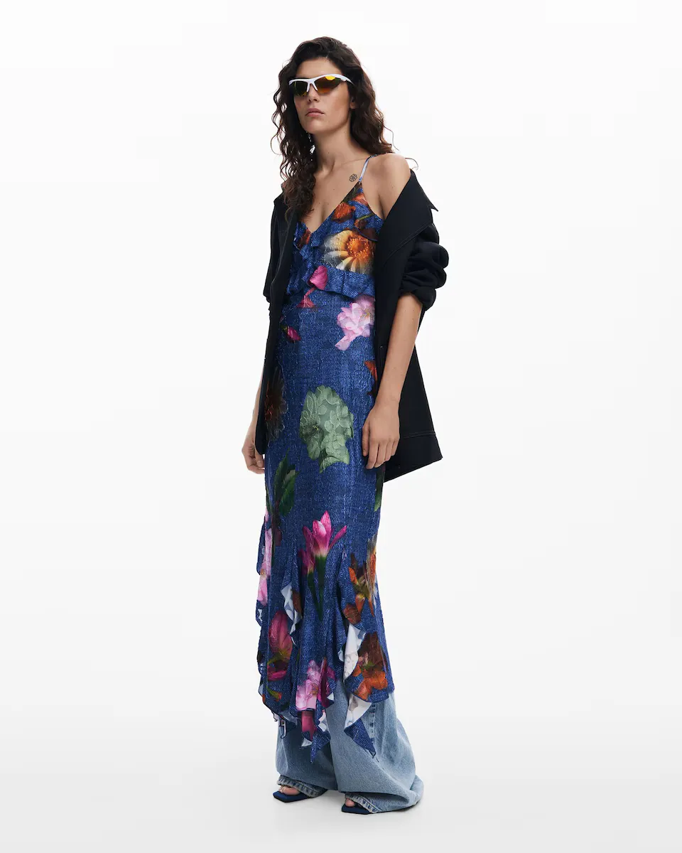 

Платье миди цветы Desigual, синий