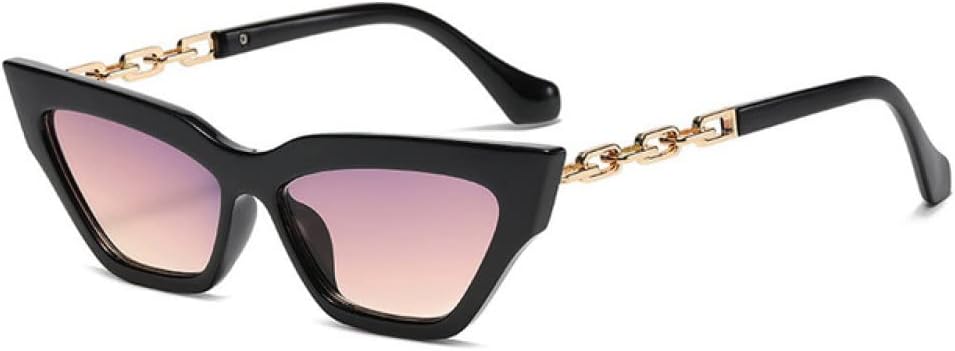 

Женские солнцезащитные очки 2027 года, модные, квадратной формы, с металлическими дужками и цепочкой, маленькая оправа, черные с фиолетовыми линзами MTZJH, Black Purple Pink