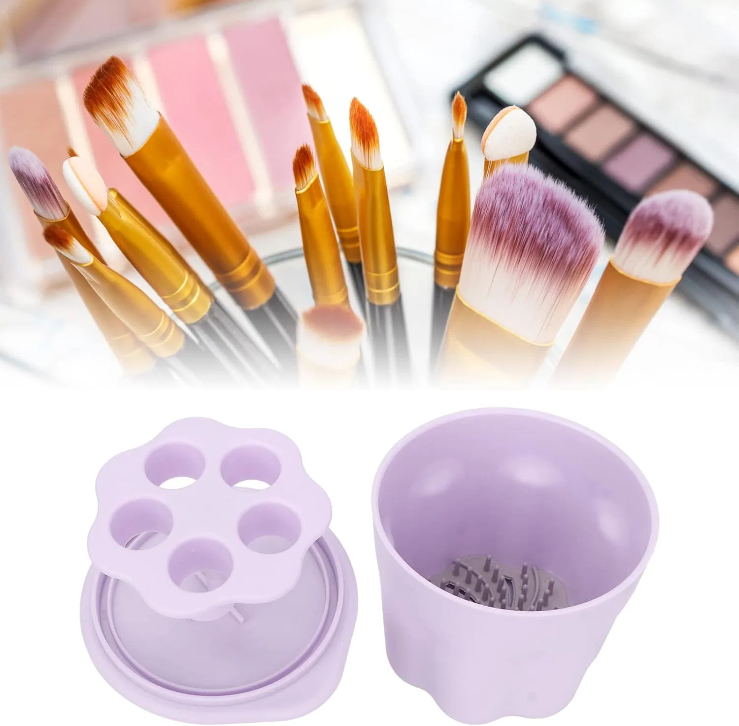 Средство для очистки кистей Silicone Brush Cleansing Bowl Topincn, фиолетовый — фото 3