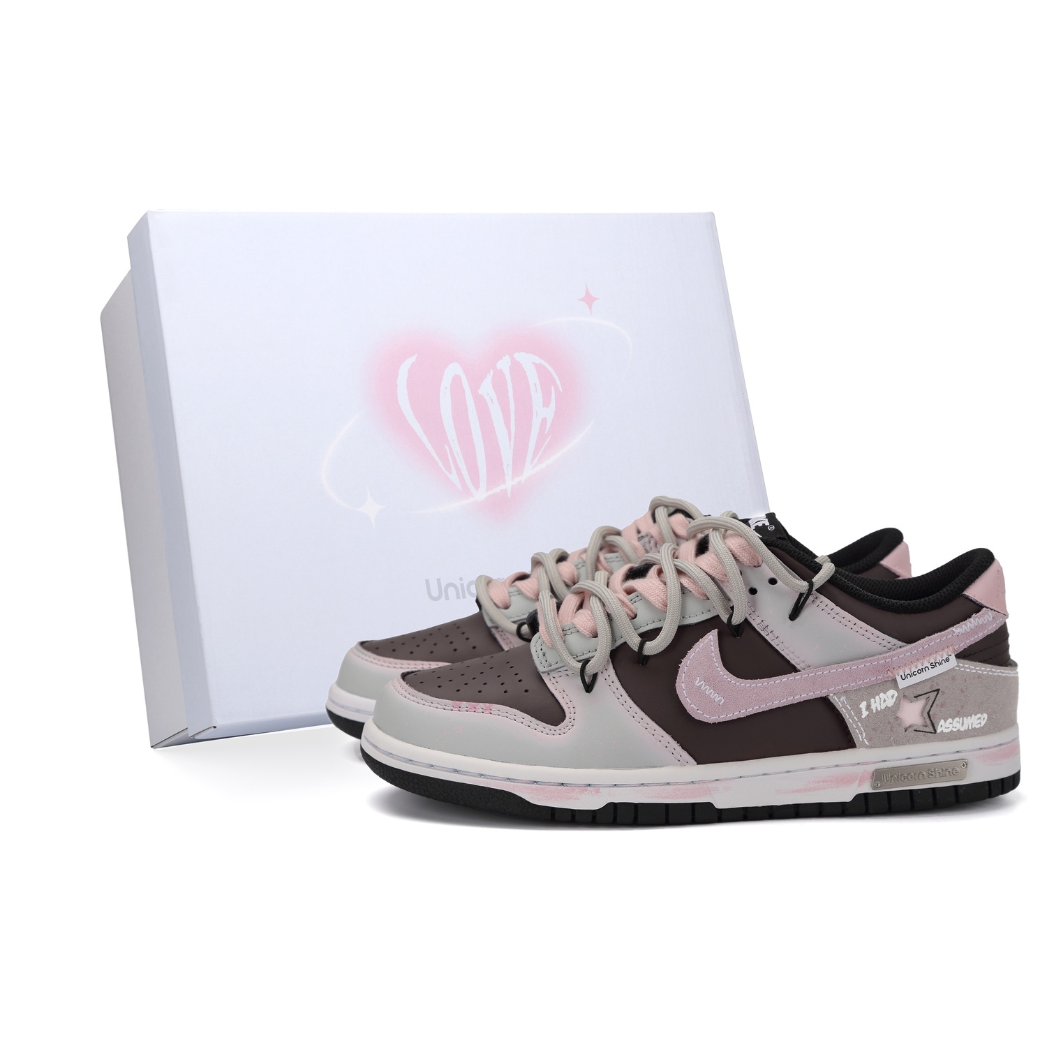 

Dunk Wish NearLink нескользящие легкие амортизирующие низкие детские скейтбординг кроссовки Pink Brown Unisex Nike, розовый