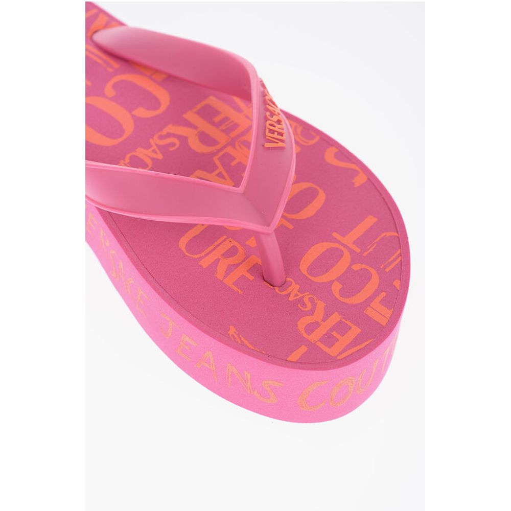 Шлепанцы JEANS COUTURE с логотипом по всей поверхности и платформой 3,5 см Versace, Multicolor — фото 4