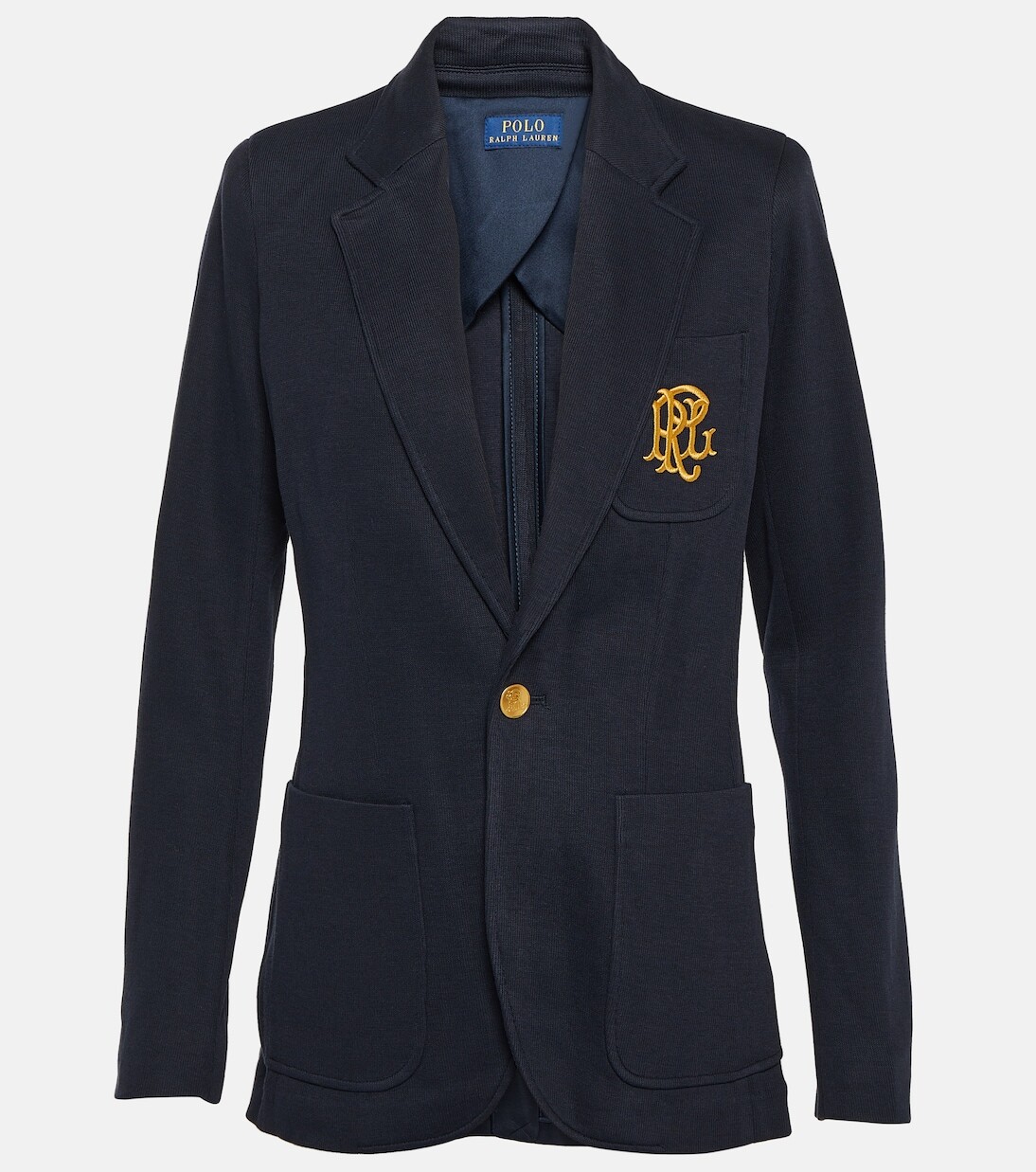 

Блейзер из смесового хлопка с вышивкой Polo Ralph Lauren, синий