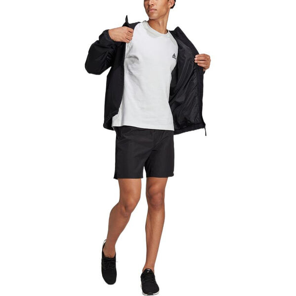 Куртка Men's adidas Solid Color Logo Athleisure Casual Sports Hooded Jacket Black, мультиколор — фото 3