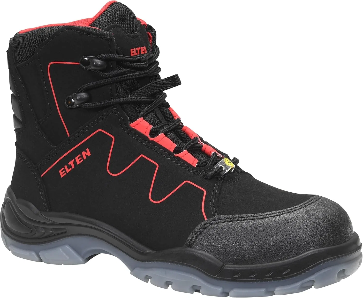 Защитные ботинки ELTEN Grant Red XW Mid ESD S2 для мужчин и женщин, текстильный, со стальным защитным носком, легкие, классические, спортивные, красные