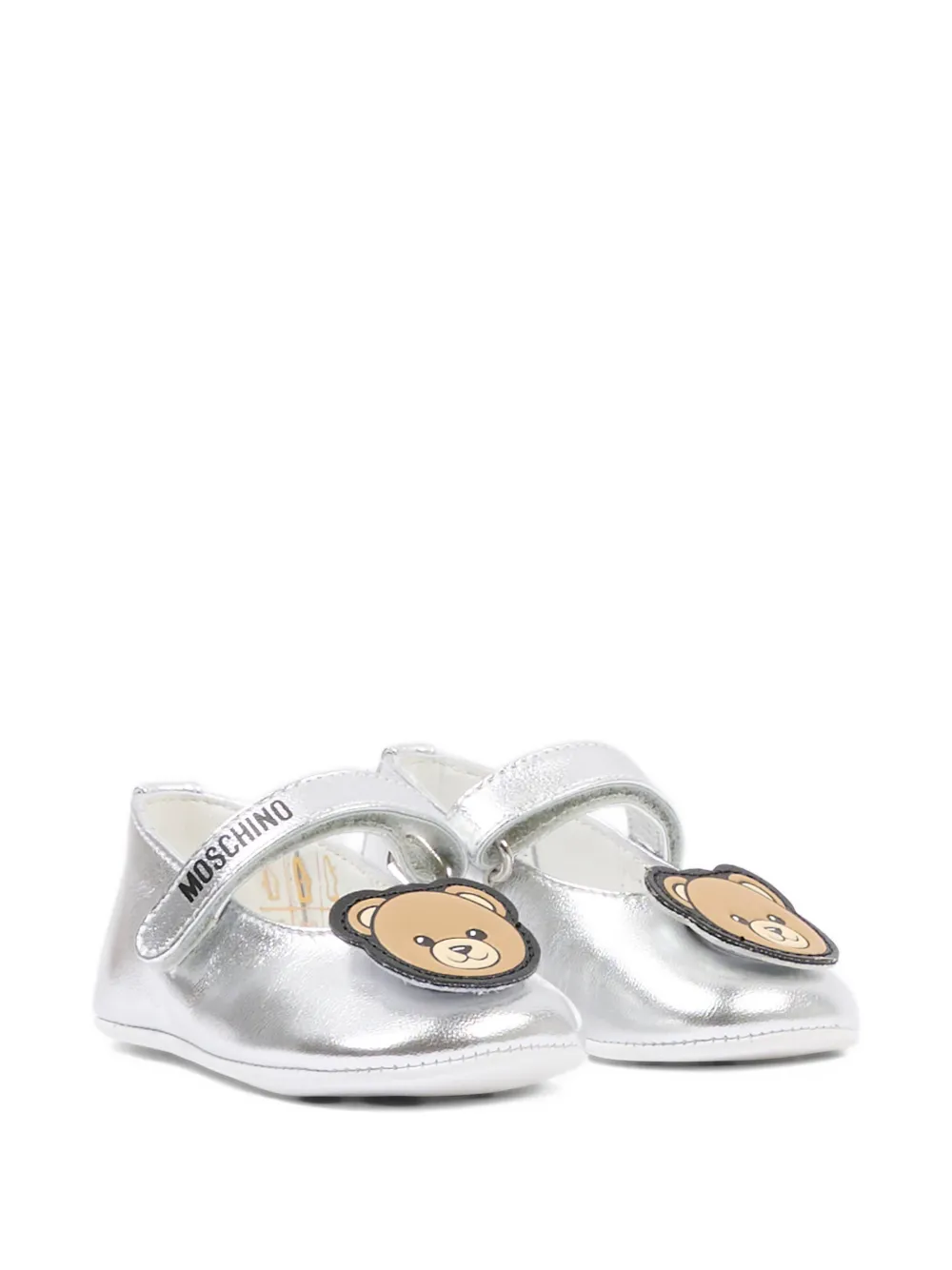 Балетки с ремешком "тедди" Moschino Kids, серебряный — фото 3