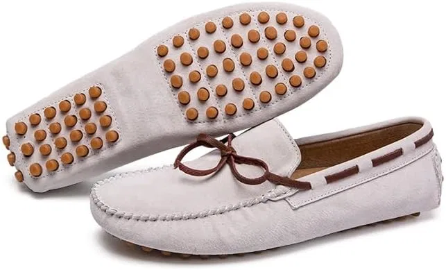 Мокасины замшевые Mens Loafers Shoe Suede Driving Moccasins, белый SayfuR