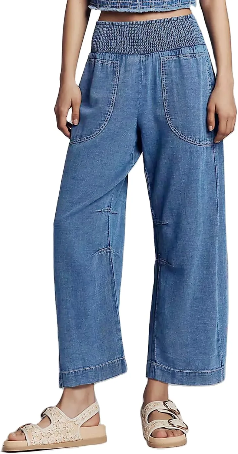 

Женские джинсы Mxiqqpltky с эластичным поясом и карманами