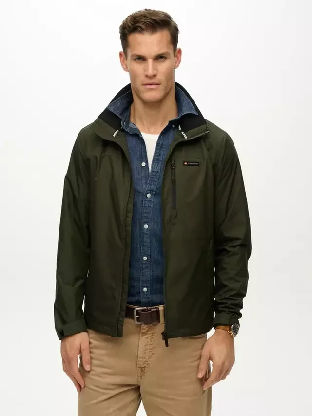 Ветровка без капюшона с логотипом, оливково-зеленая Superdry