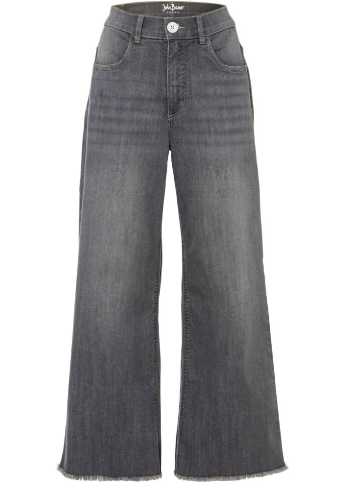 

Комфортные эластичные джинсы 7/8 широкого кроя John Baner Jeanswear, серый