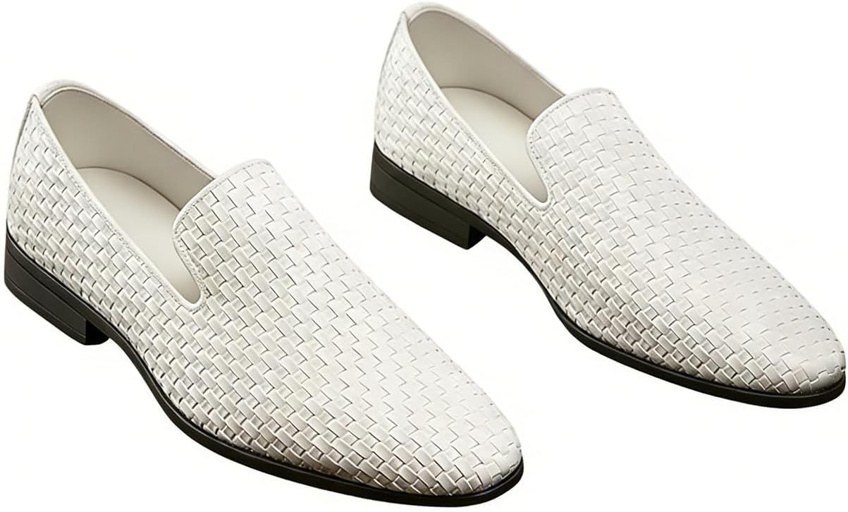 

Мужские плетеные кожаные лоферы Santimon, дышащие слипоны для летней носки, белый