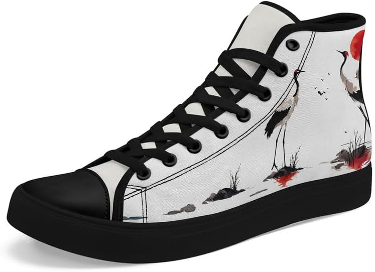 

Высокие кеды AWSOLE в китайском стиле из канвы, комфортные, с рисунком панд, бамбука и журавлей, восточные повседневные обувь для мужчин и женщин, белый/черный/красный