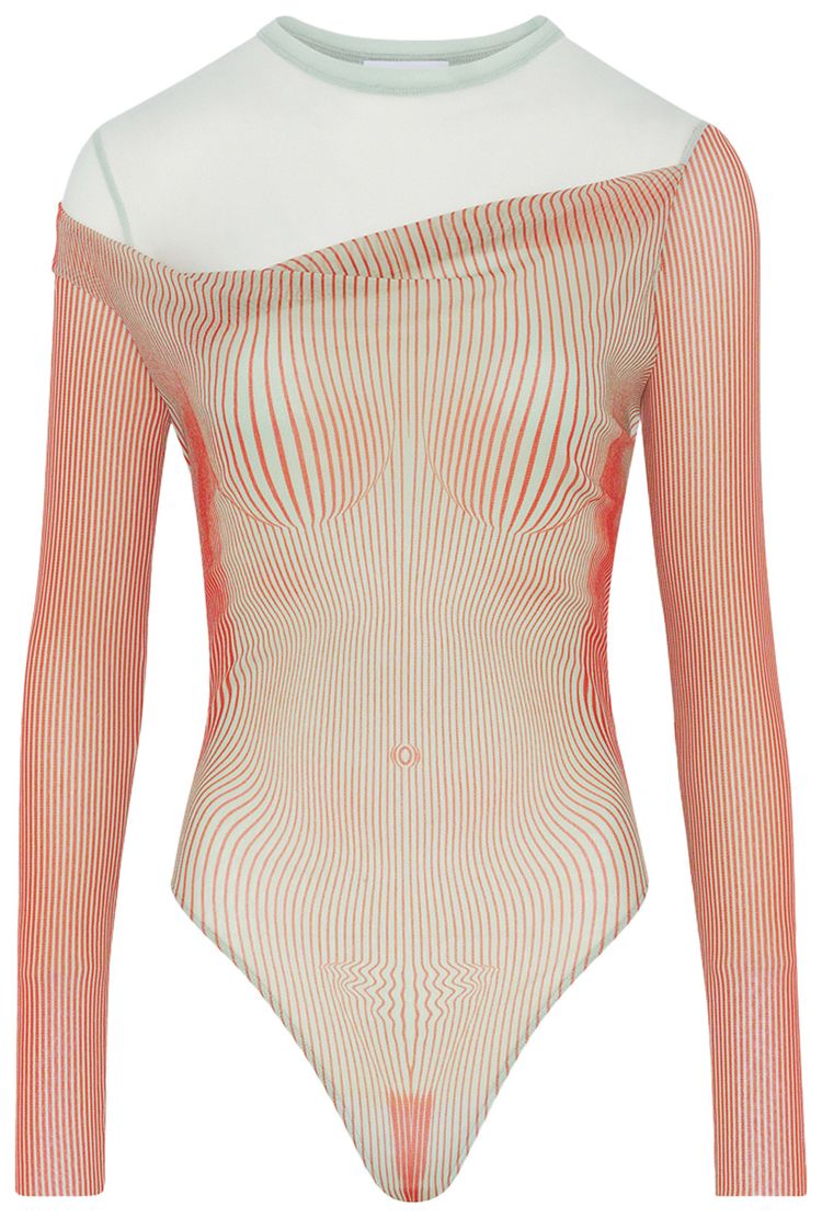 

Джинсы Jean Paul Gaultier Double Layer Pinstripe Body Morphing Bodysuit 'Mint/Coral', зеленый