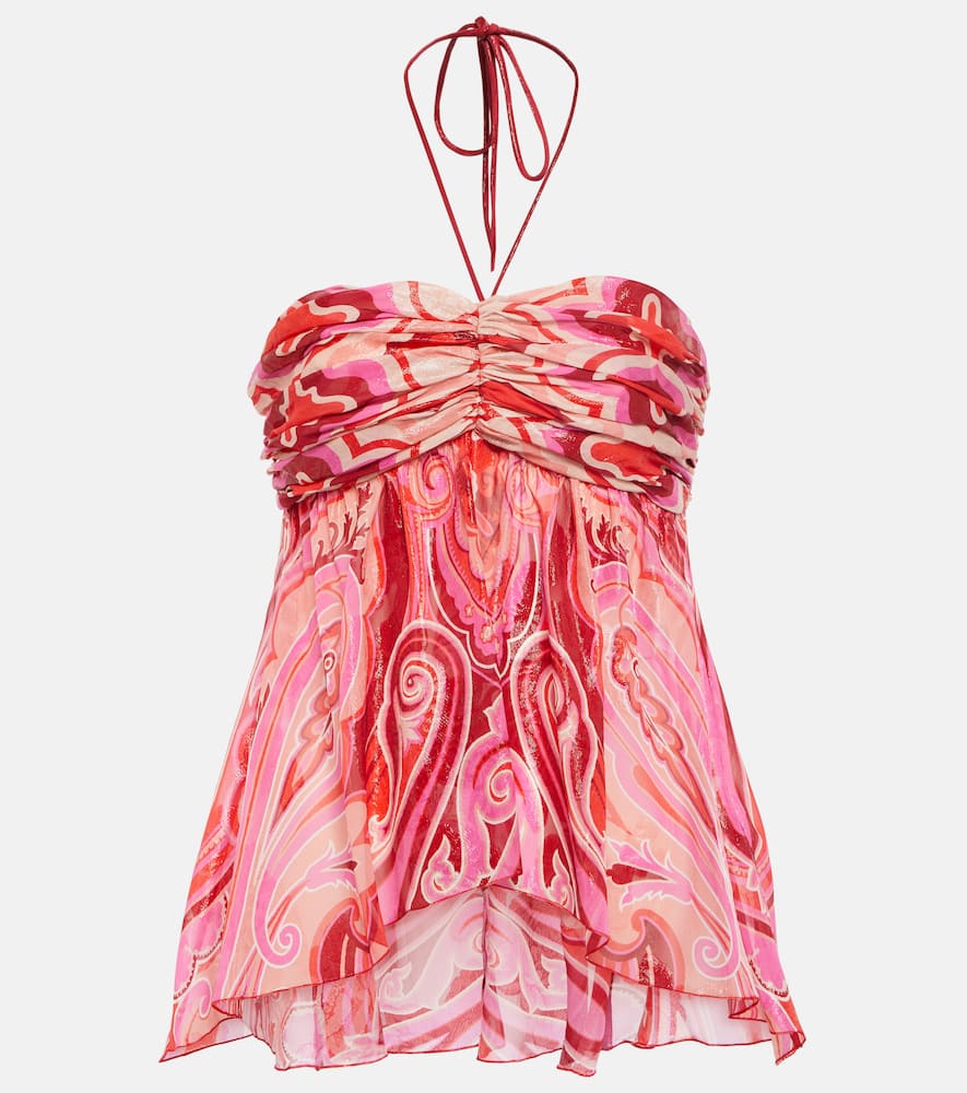 

Топ с запахом на шее из смесового шелка Etro