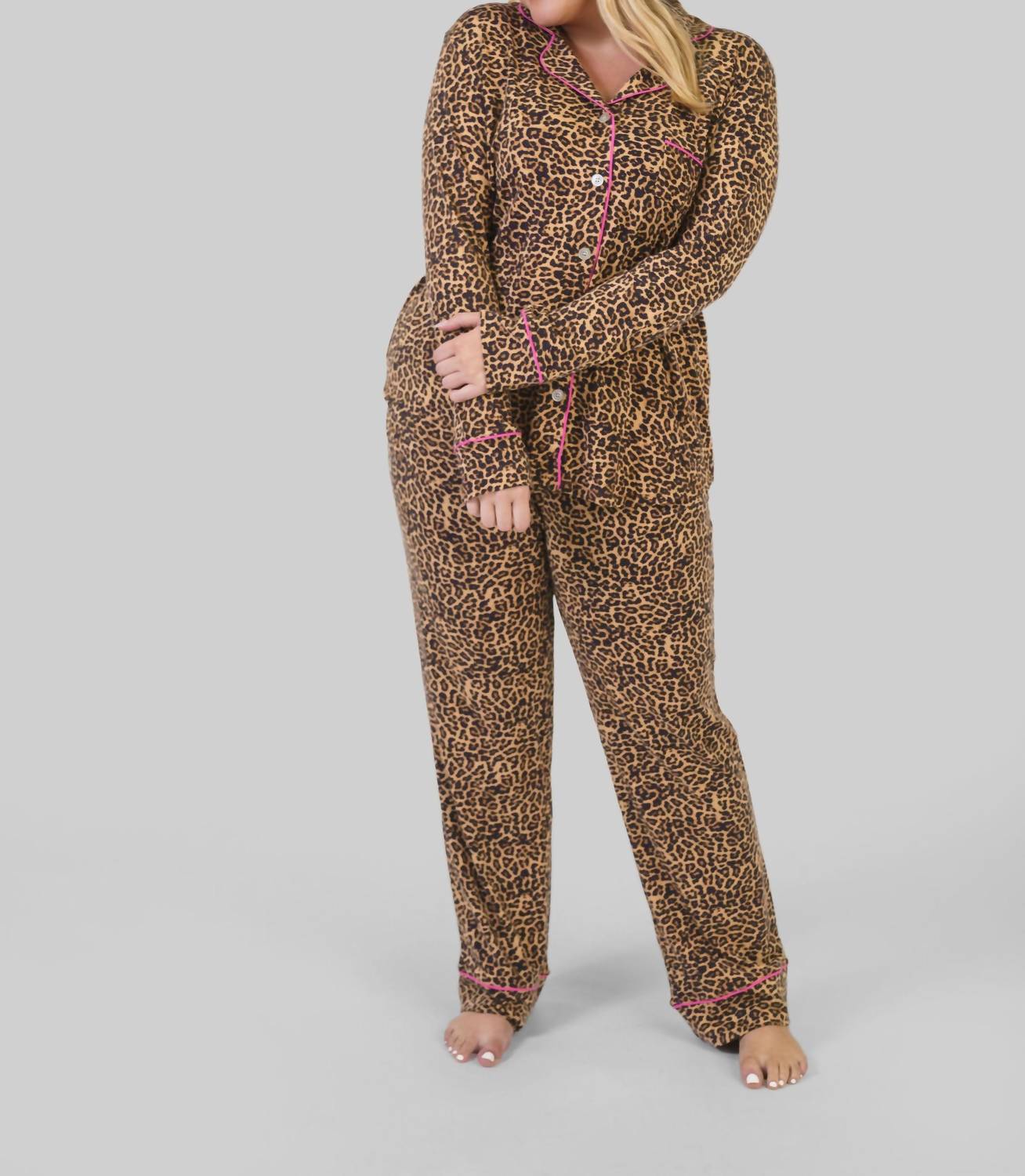 

Дикие кошки Пима Трикотажная пижама Плюс в леопардовом принте THE cat's PAJAMAS
