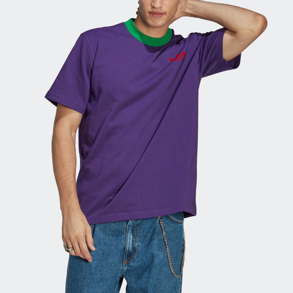 Футболка Men's adidas originals Trefoil Tee Solid Color Logo Printing Round Neck Pullover Short Sleeve Purple T-Shirt, фиолетовый — фото 3