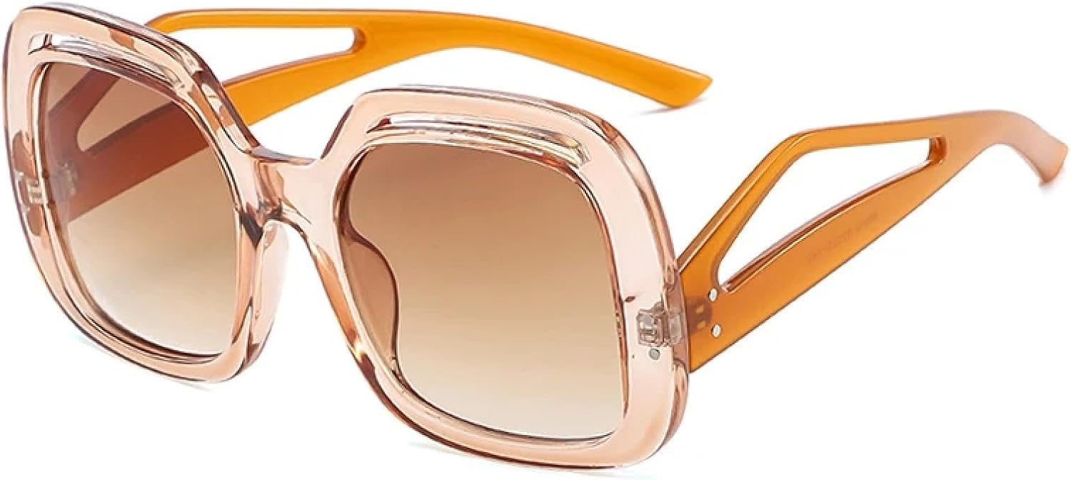 

Модные солнцезащитные очки для женщин, стильные, с полыми дужками, в стиле панк, для мужчин, в большой оправе, винтажные очки, защита от УФ-излучения UV400 VVTWSSW, Brownorange-brown