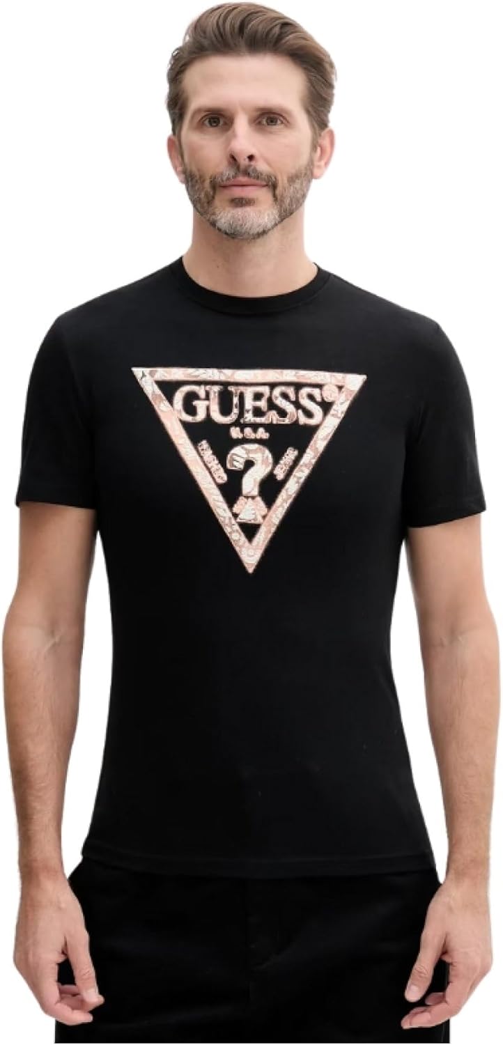 

Мужская футболка Guess Eco с короткими рукавами и треугольными чашечками, Jet Black, Черный, Мужская футболка Guess Eco с короткими рукавами и треугольными чашечками, Jet Black