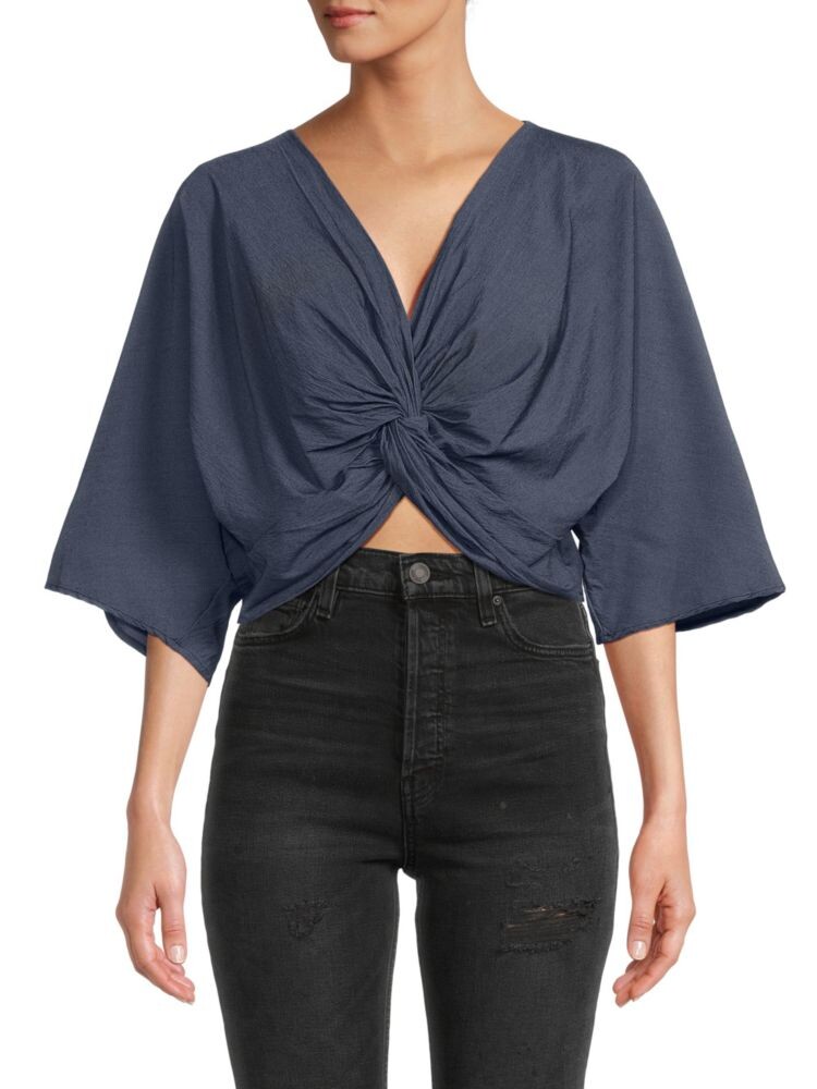 

Укороченный топ с закрученной передней частью Renee C., цвет Denim