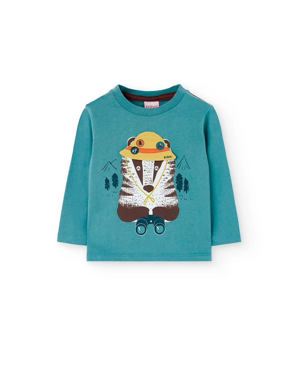 

Детская футболка с рисунком спереди и длинным рукавом Boboli, синий