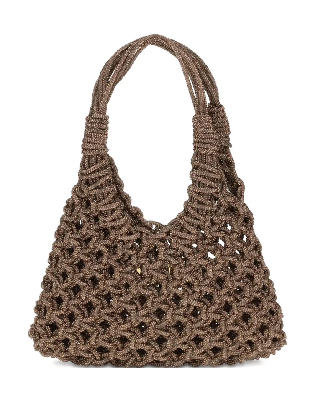 

Плетеная сумка на плечо, украшенная кристаллами Hibourama, коричневый