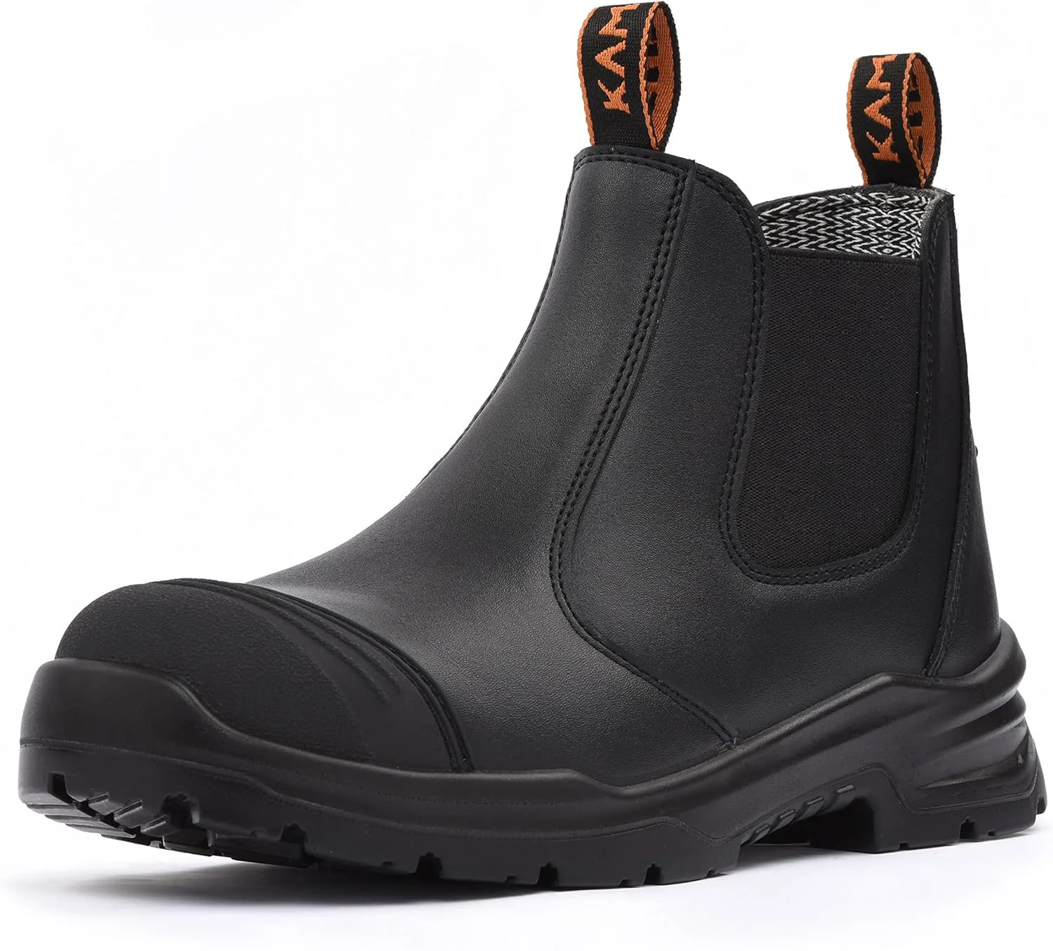 

Рабочие ботинки для мужчин, слипоны с стальным носком Chelsea, водонепроницаемые, противоскользящие, легкие, удобные, дышащие ботинки с защитным носком KAM-LITE, черный