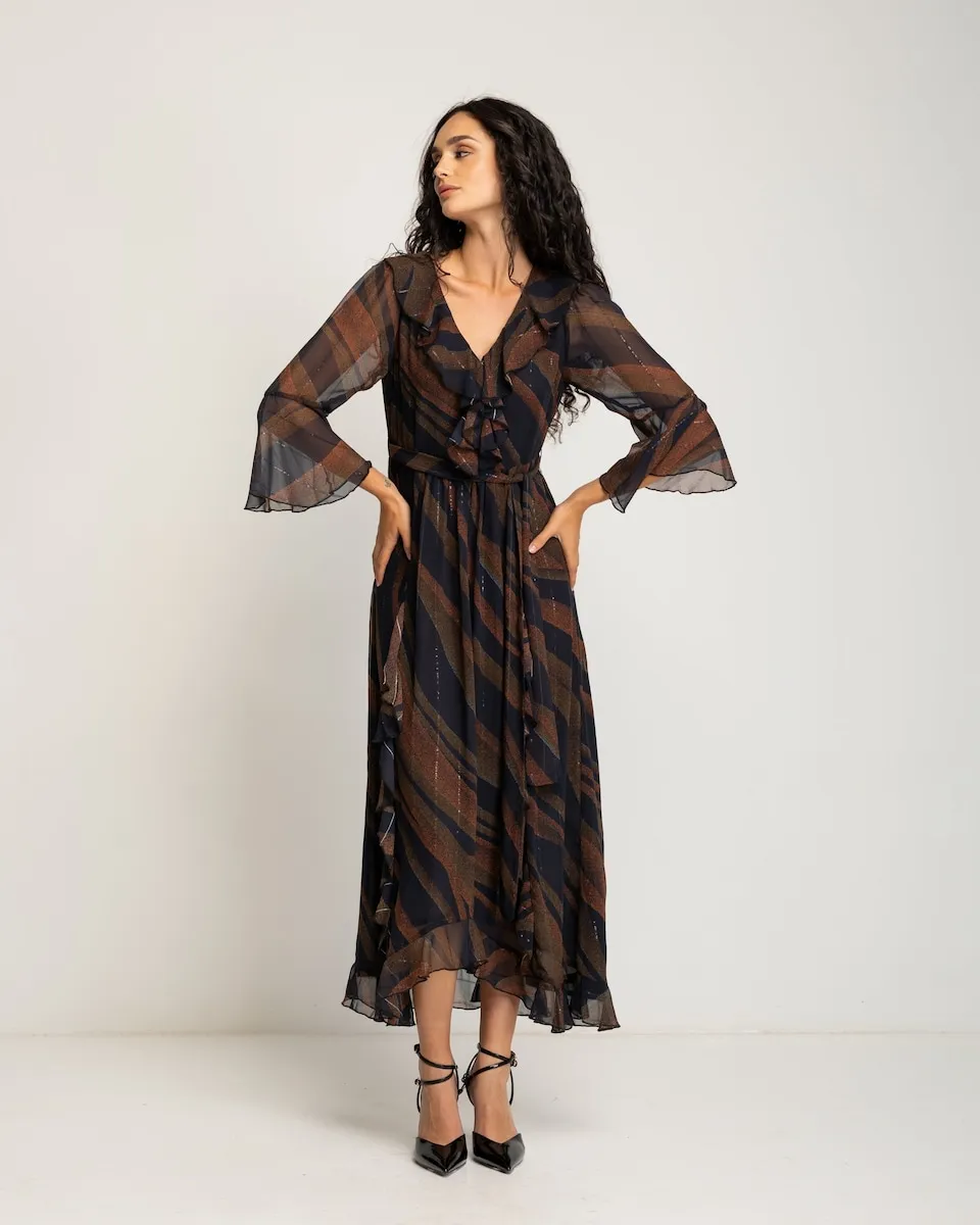 

Длинное коричневое платье с французским рукавом Niza