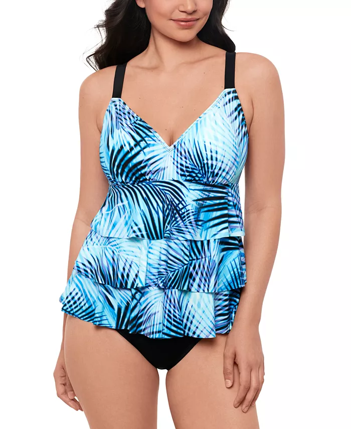 

Женский однотонный купальник Leaf It Alone с ярусным дизайном Swim Solutions, синий