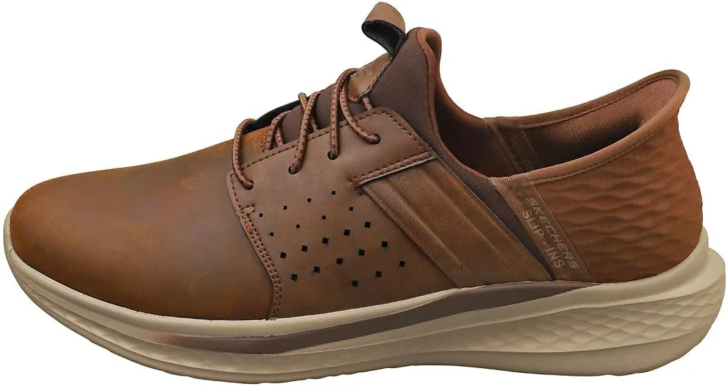 Мужские кроссовки Skechers Streetwear Slade - Zachary с круглым носком, шнуровкой-резинкой и облегченным входом, коричневый — фото 4