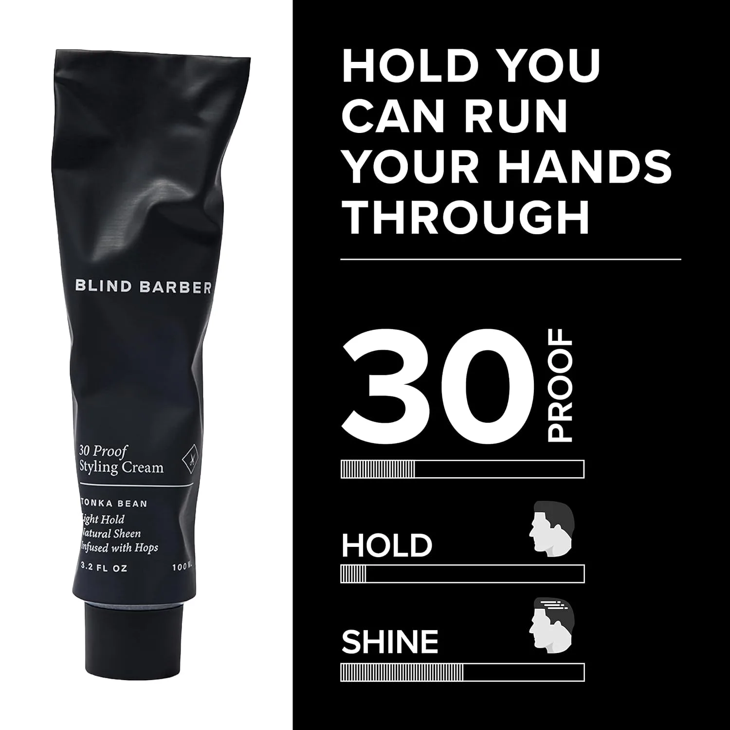 Blind Barber 30 Proof Hair Cream для мужчин - крем для укладки и бороды, легкая фиксация и естественный блеск, без парабенов и сульфатов, на водной основе, аромат тонированных бобов (95 мл) — фото 3
