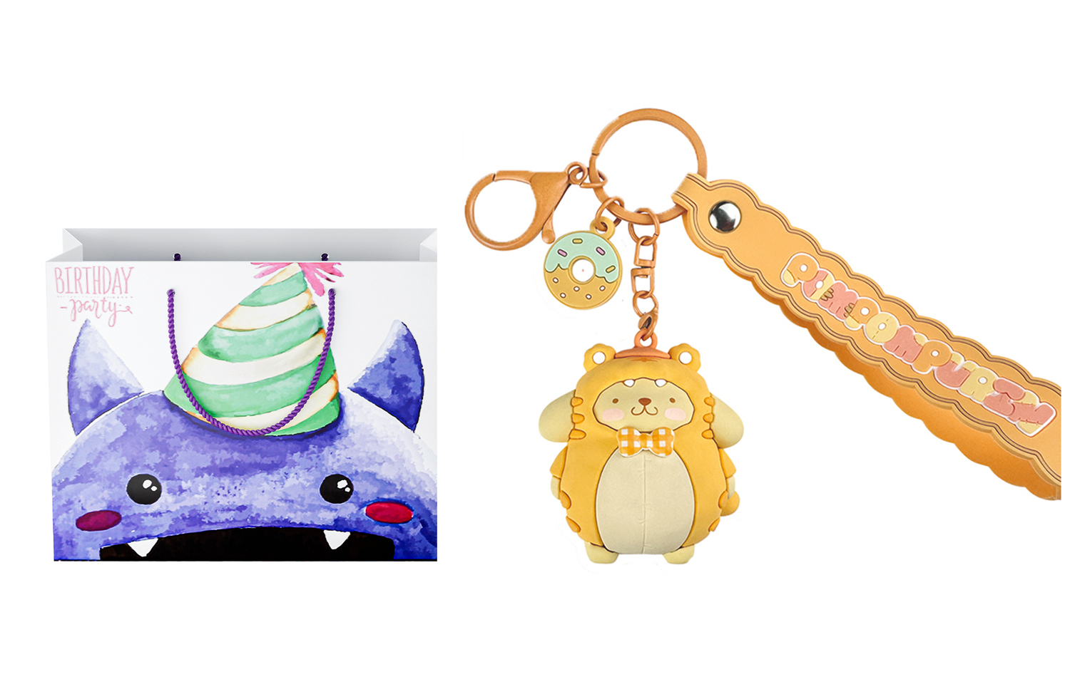 

Sanrio Брелок My Melody Hello Kitty из ПВХ Унисекс, Pompompurin+Exquisite Shopping Bag A