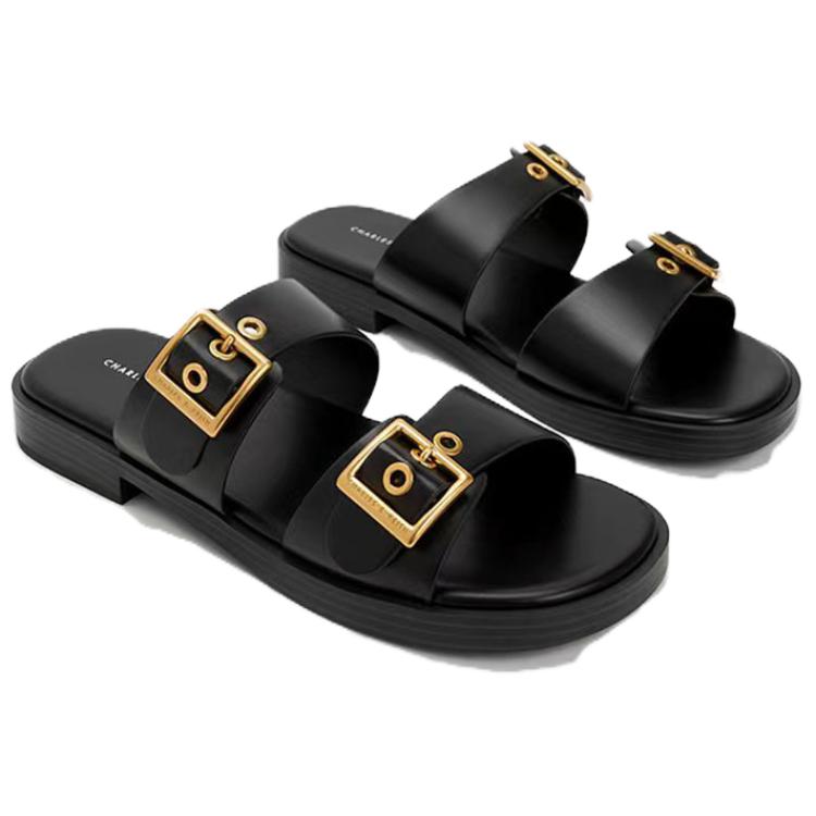 Скользоустойчивые шлепанцы на композитной подошве 3,5 см CHARLES&KEITH, черные — фото 2