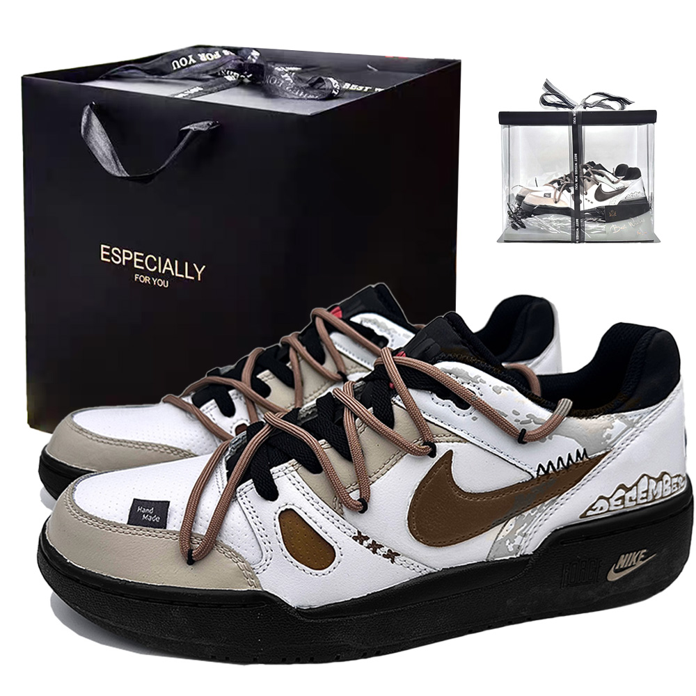 

Nike Кроссовки для скейтбординга Full Force Wilderness, Box, Boyfriend, износостойкие, низкие, мужские, цвет "белый кофе"