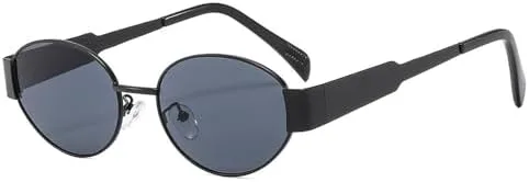 

Солнцезащитные очки в стиле ретро-панк овальной формы для женщин и мужчин, винтажные, в маленькой металлической оправе, с защитой от УФ-излучения UV400 MTZJH, 1