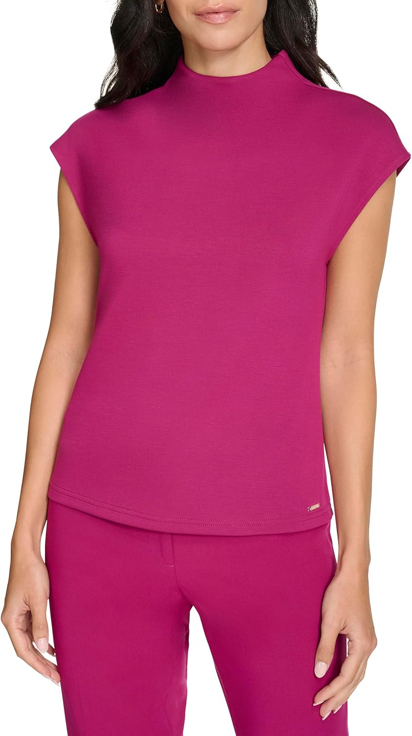 

Женский мягкий трикотажный топ Calvin Klein с короткими рукавами, Mulberry