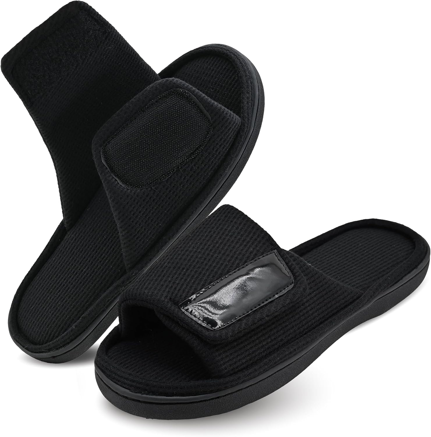 

Мужские регулируемые домашние тапочки Panda Bros с открытым носком, мягкие, дышащие, для дома и улицы, с вставкой из память-пены, черный