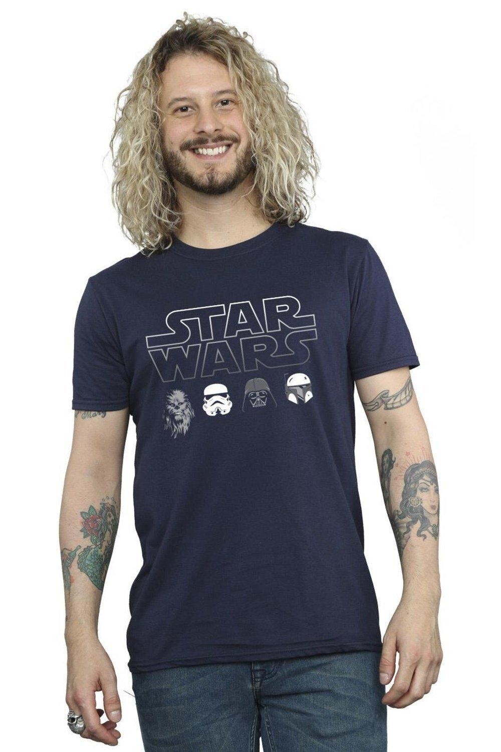 

Футболка с головами персонажей Star Wars, темно-синий