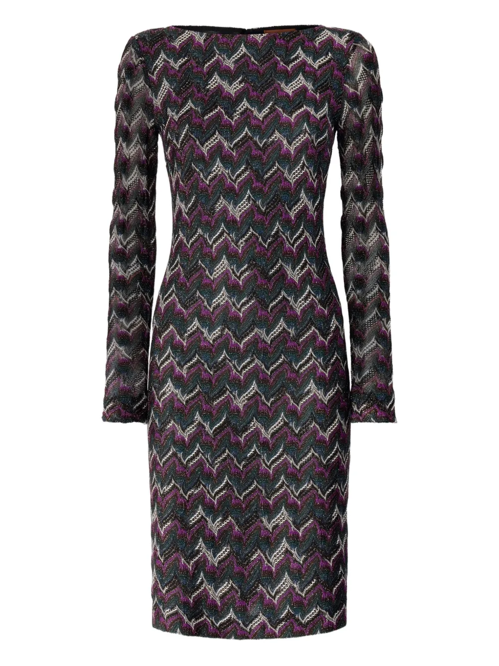 

Мини-платье с длинными рукавами и зигзагообразным узором Missoni, синий
